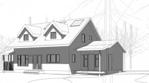 Green architectural home drawing